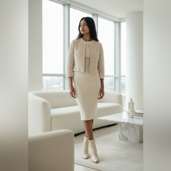 Crochet Lace Sheer Mesh Zip-Up Jacket White Ivory Boho Romantic Barely Worn - Picture 3 of 14